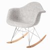 Fabulaxe Mid-Century Modern Style Fabric Rocking Chair RAR Shell Dining Arm Chair, Light Gray QI004089.LGY